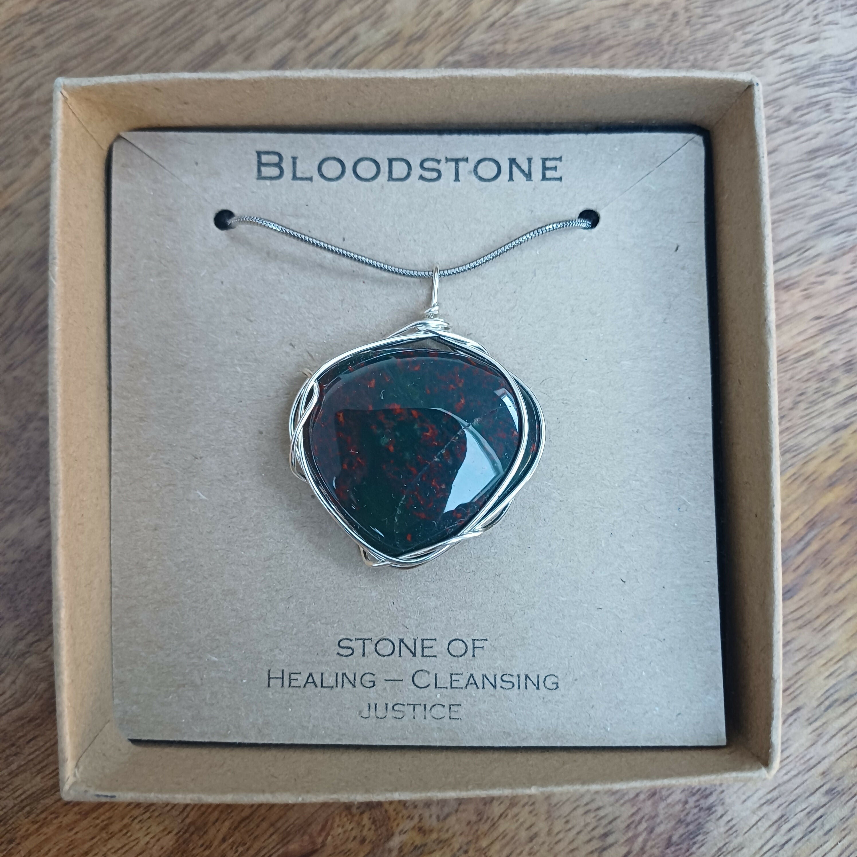 Bloodstone Wire Wrapped Pendant