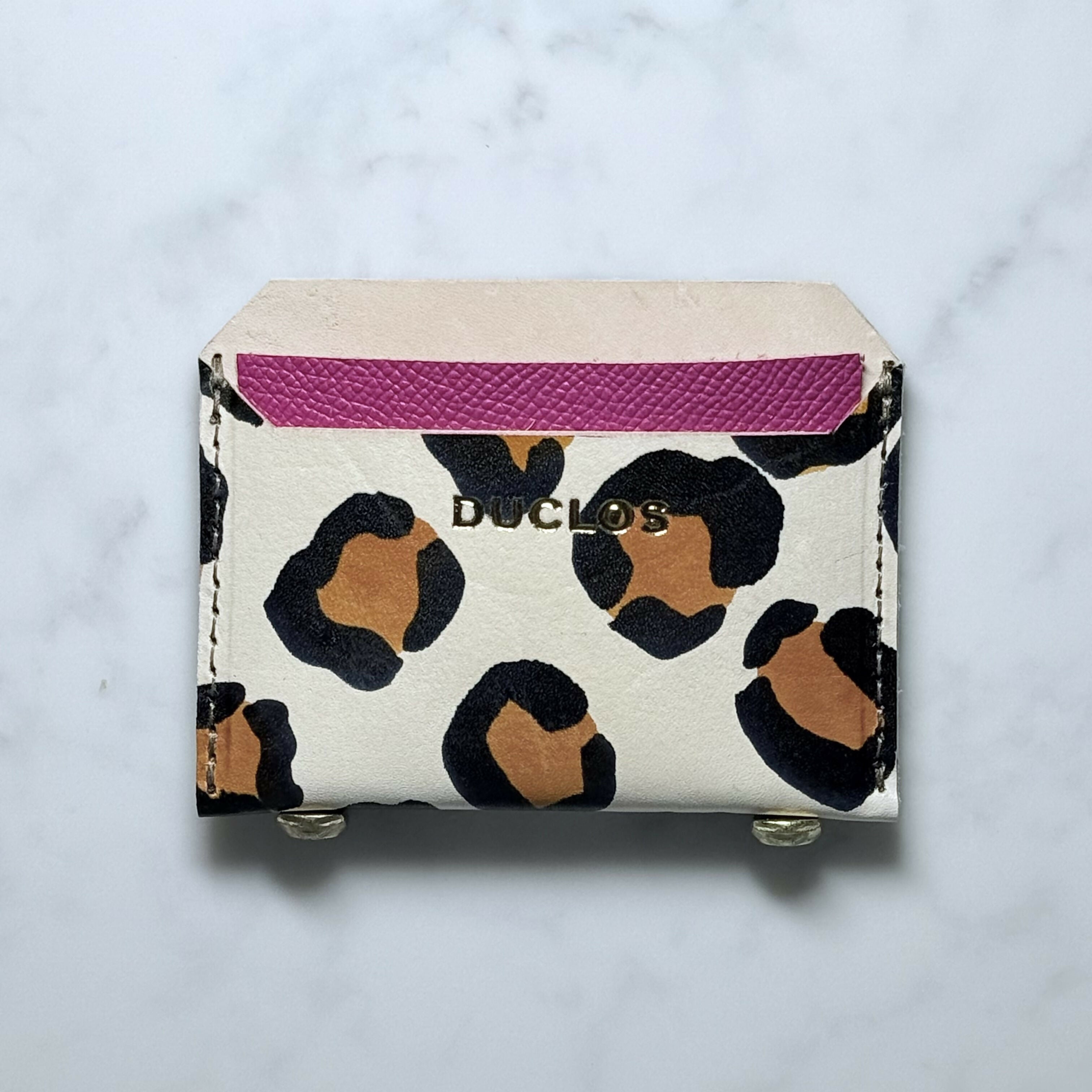 Hand Painted Leopard Cardholder Pink