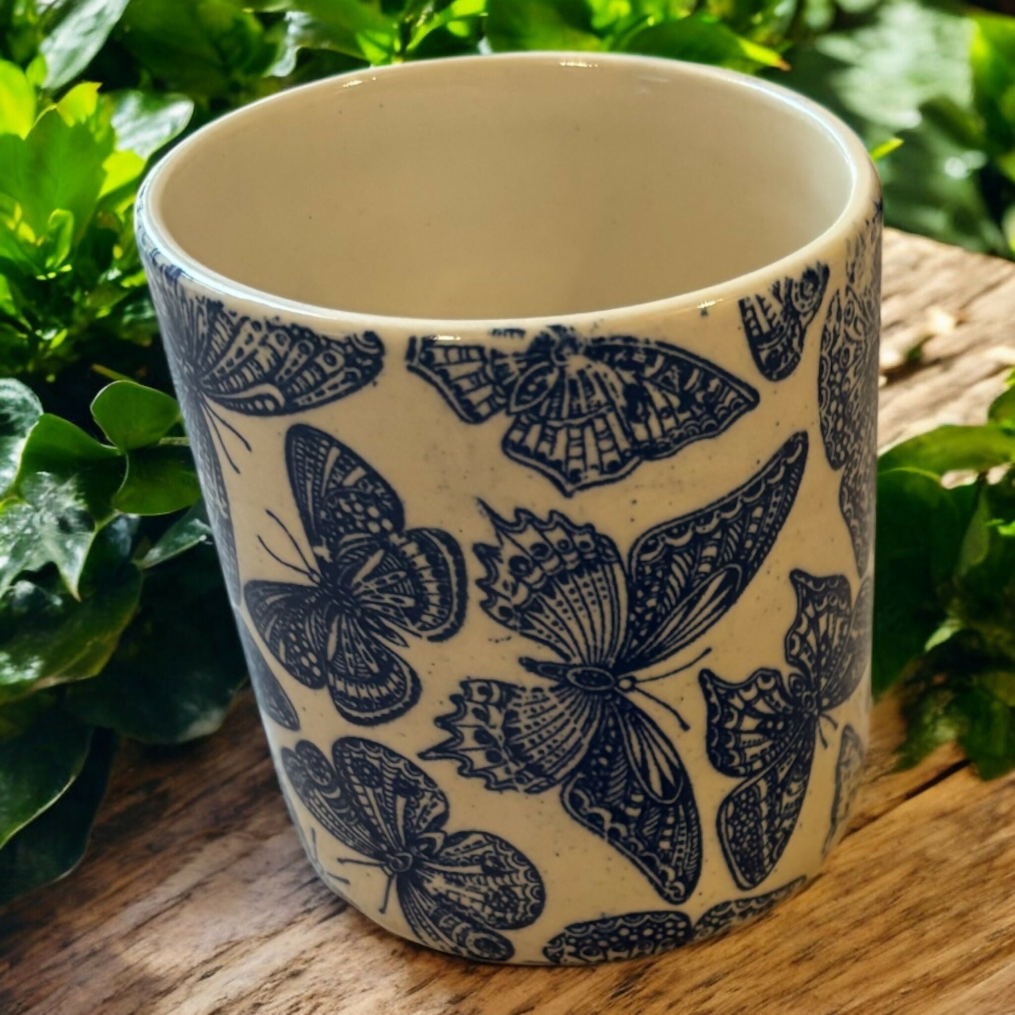 Blue Butterfly Stoneware Essential Oil Candle