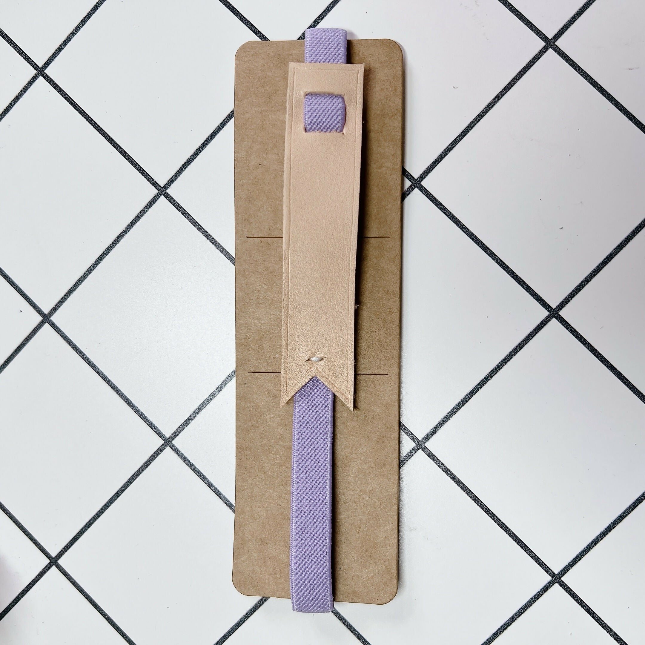 Rubber Strap Leather Elastic Bookmark - Blank