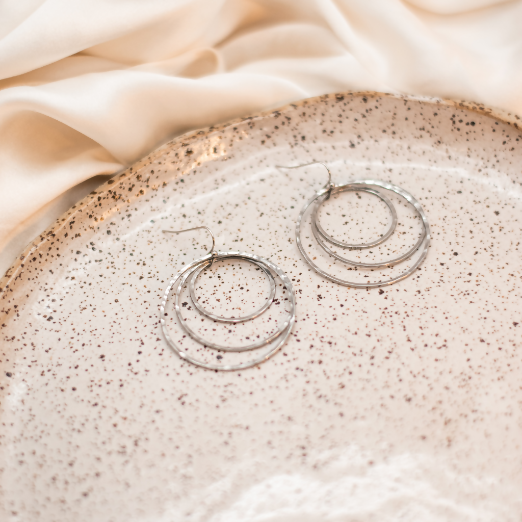 Large Stainless Steel Triple Circle Stainless Steel Earrings