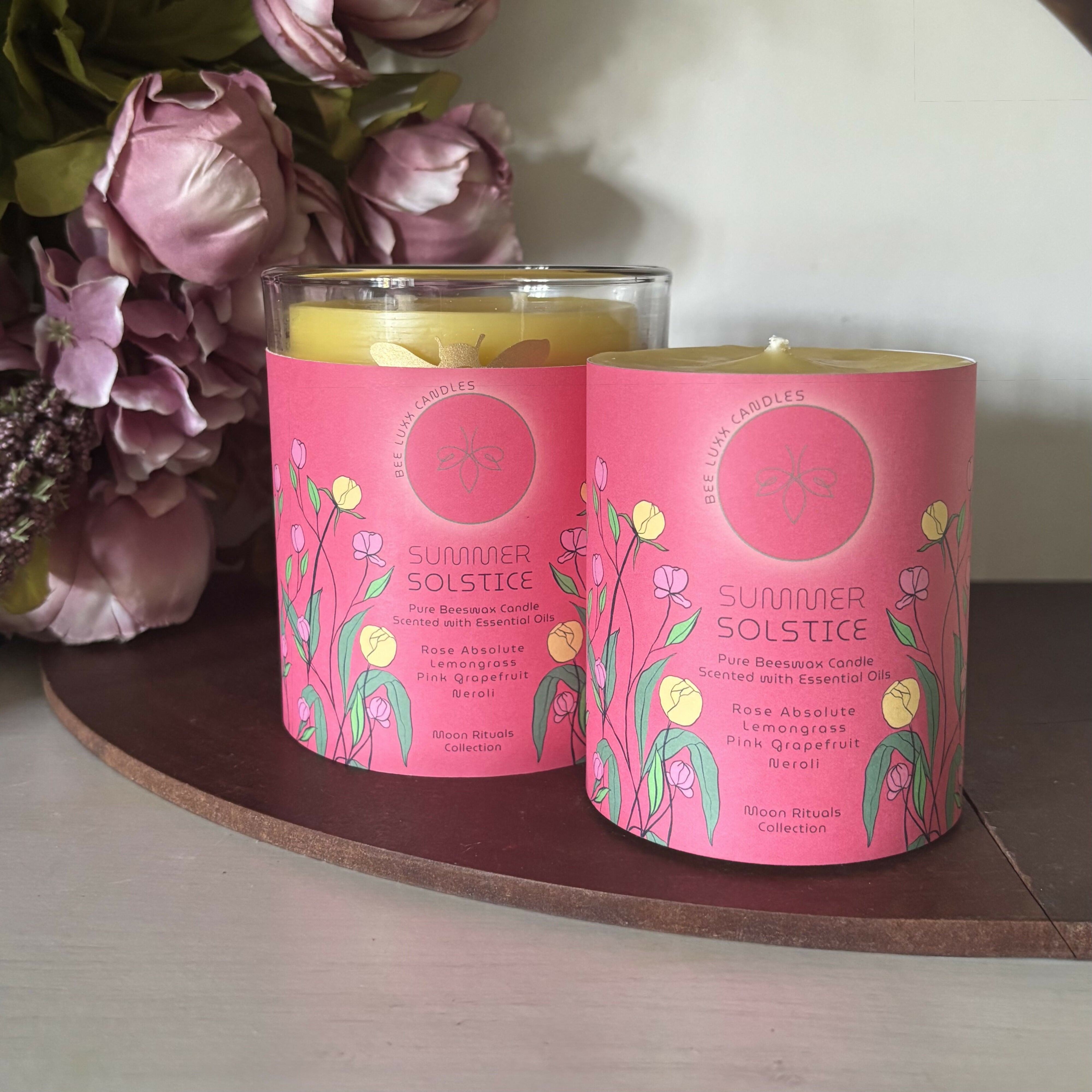 Summer Solstice - 100% Natural Essential Oil & Beeswax Candle In Glass Jar