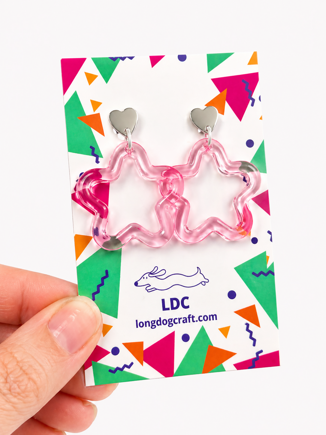 Acrylic Star Drop Stud Pink