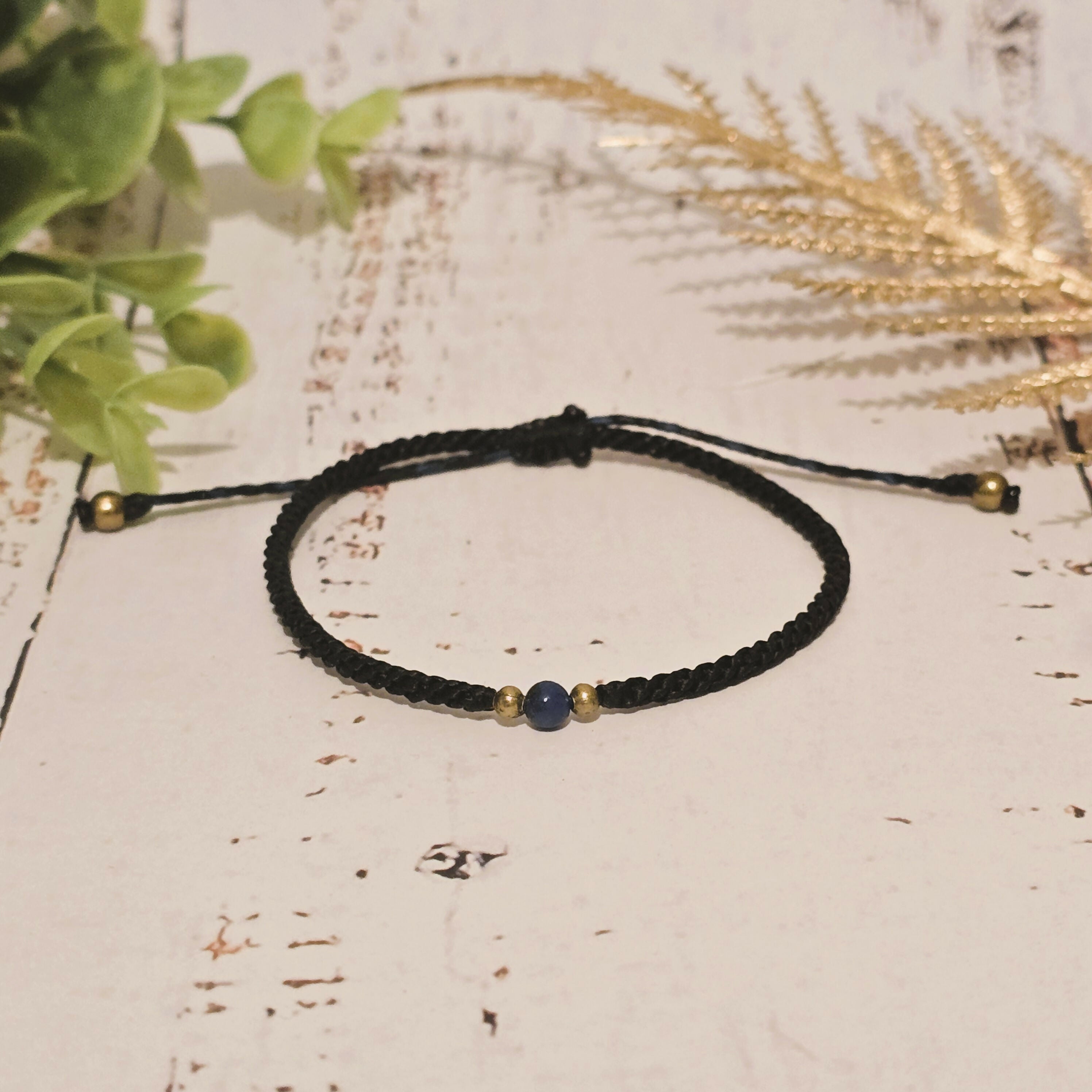 Lapis Lazui Birthstone Bracelet; Single Crystal Macrame Adjustible September Gift Bracelet