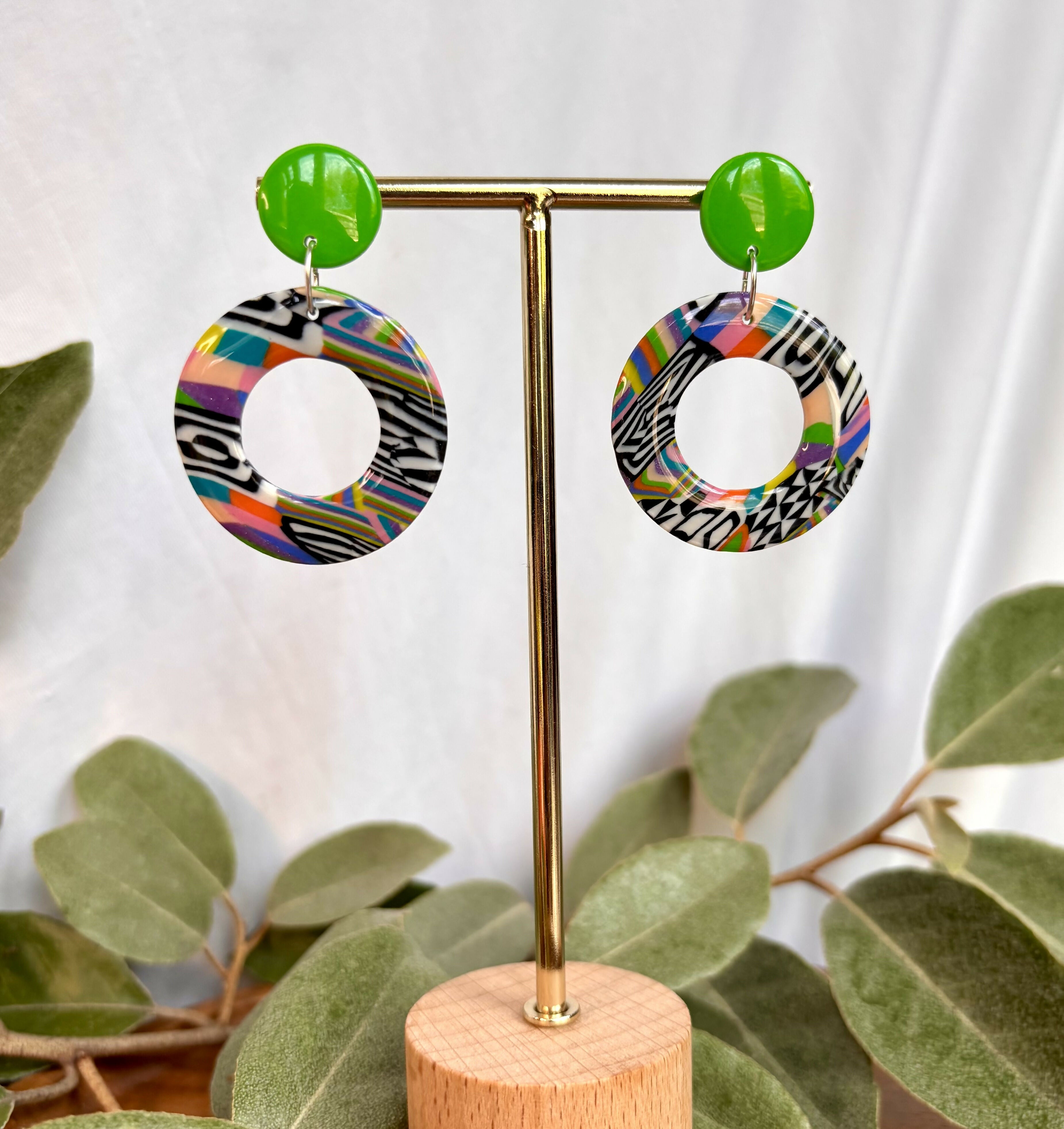 Funky Pattern Collection - Doughnut Polymer Clay Earrings
