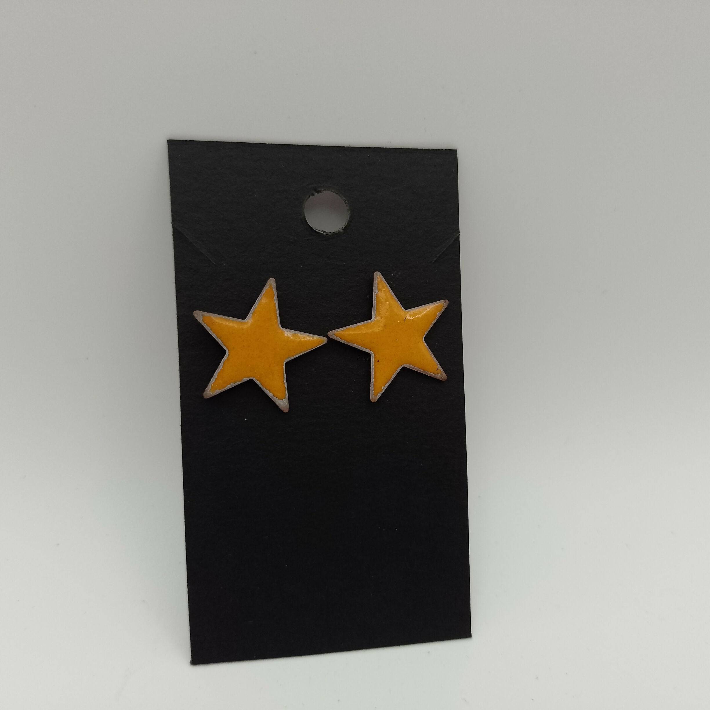 Yellow Enamel Star Stud Earrings