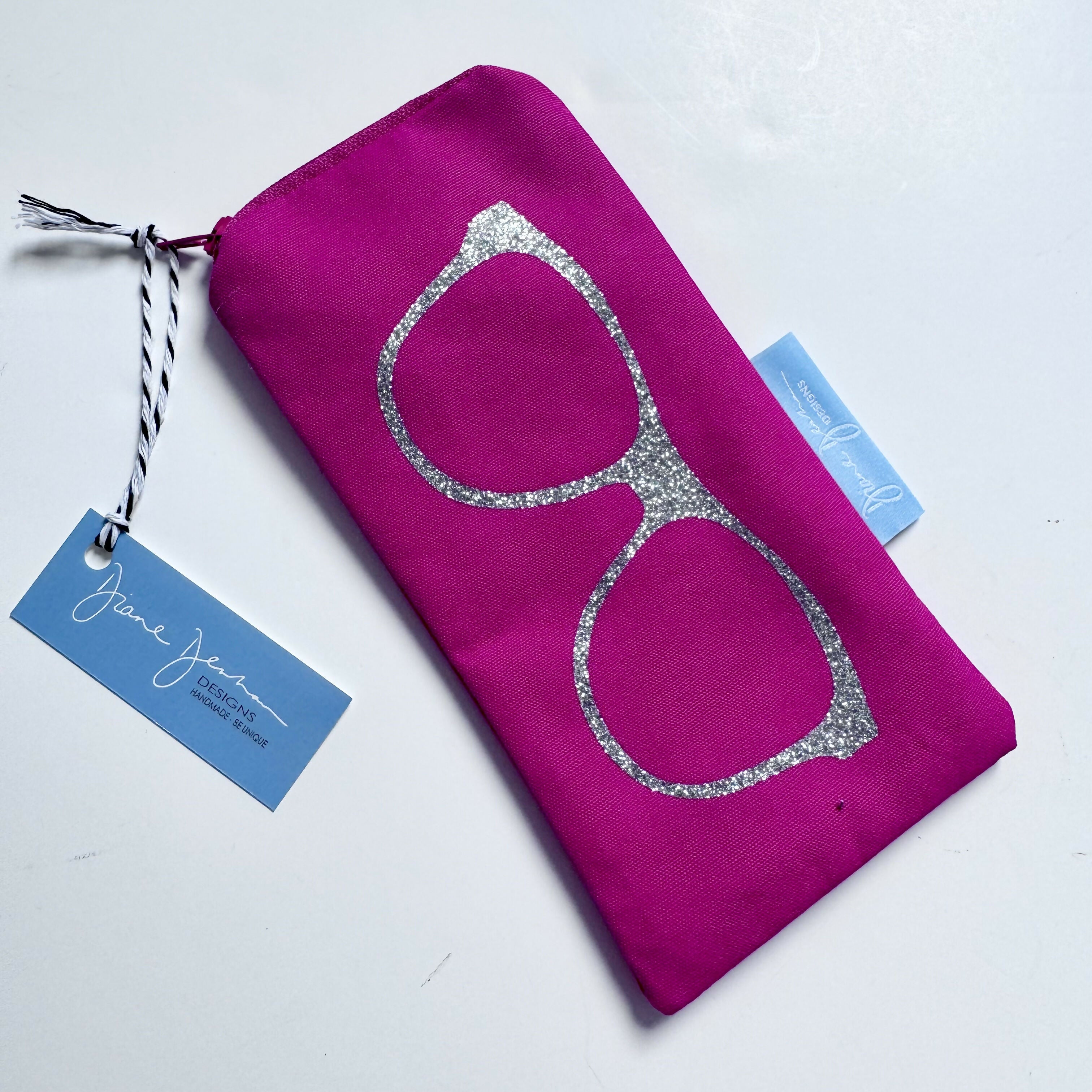 Glasses Case - Cerise with Glitter