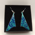 Triangular Light Blue Enamel Earrings with Blue Swirl