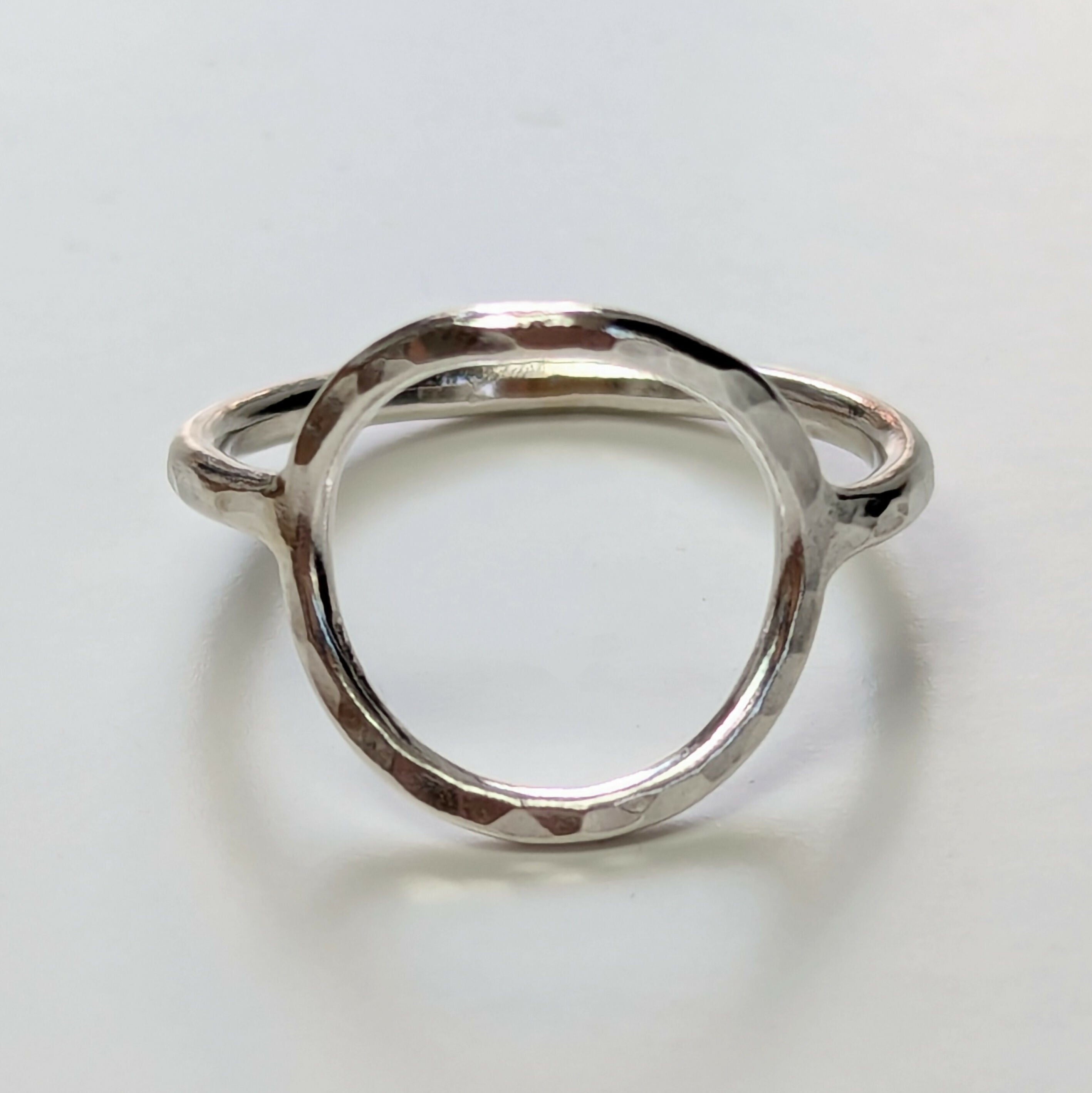 Open Circle Sterling Silver Hammered Rings - Handmade