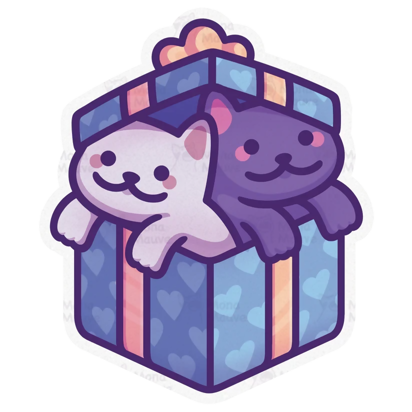 Cat in Present Box Sticker