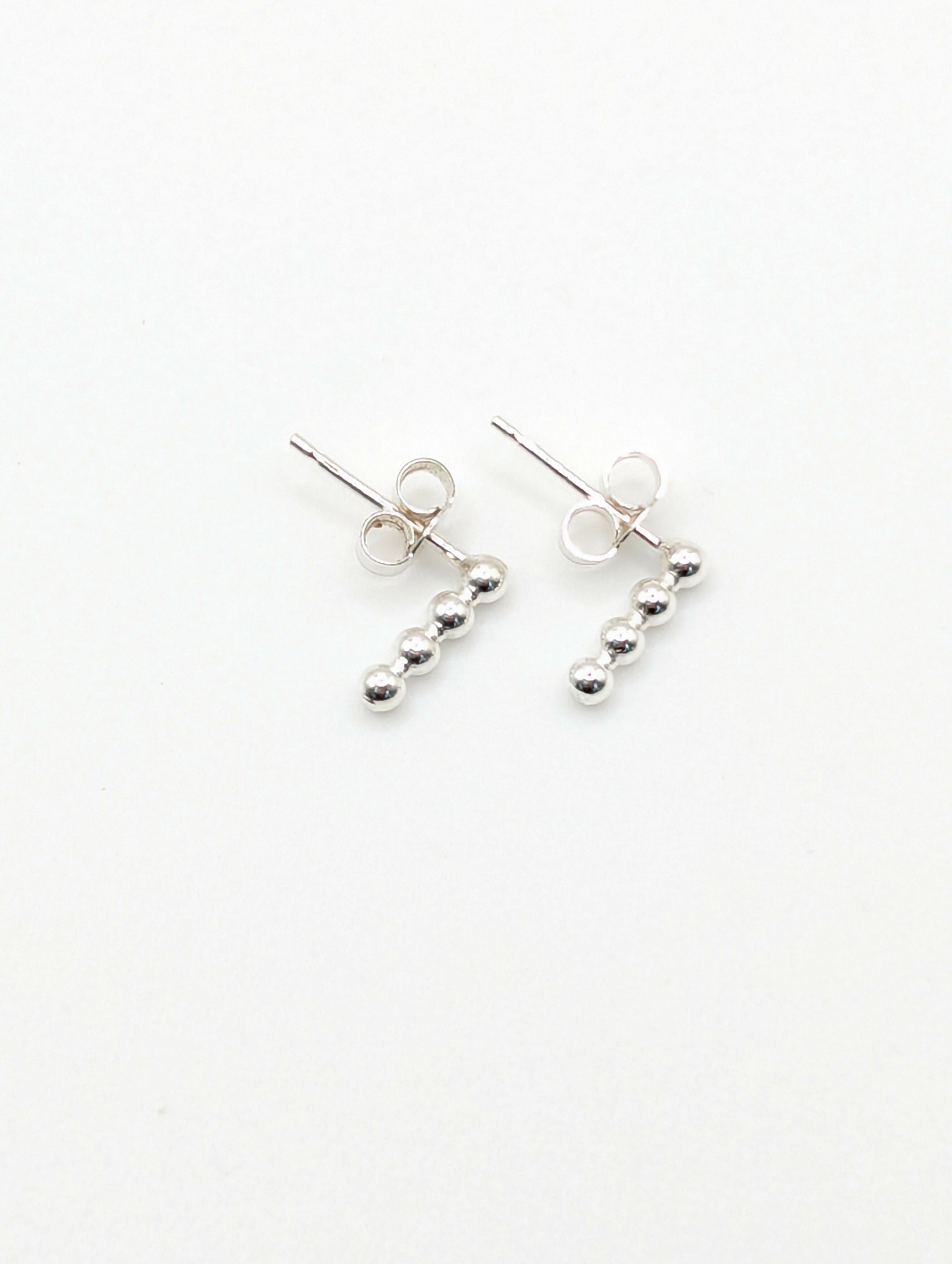 Beaded Sterling Silver Studs - Handmade