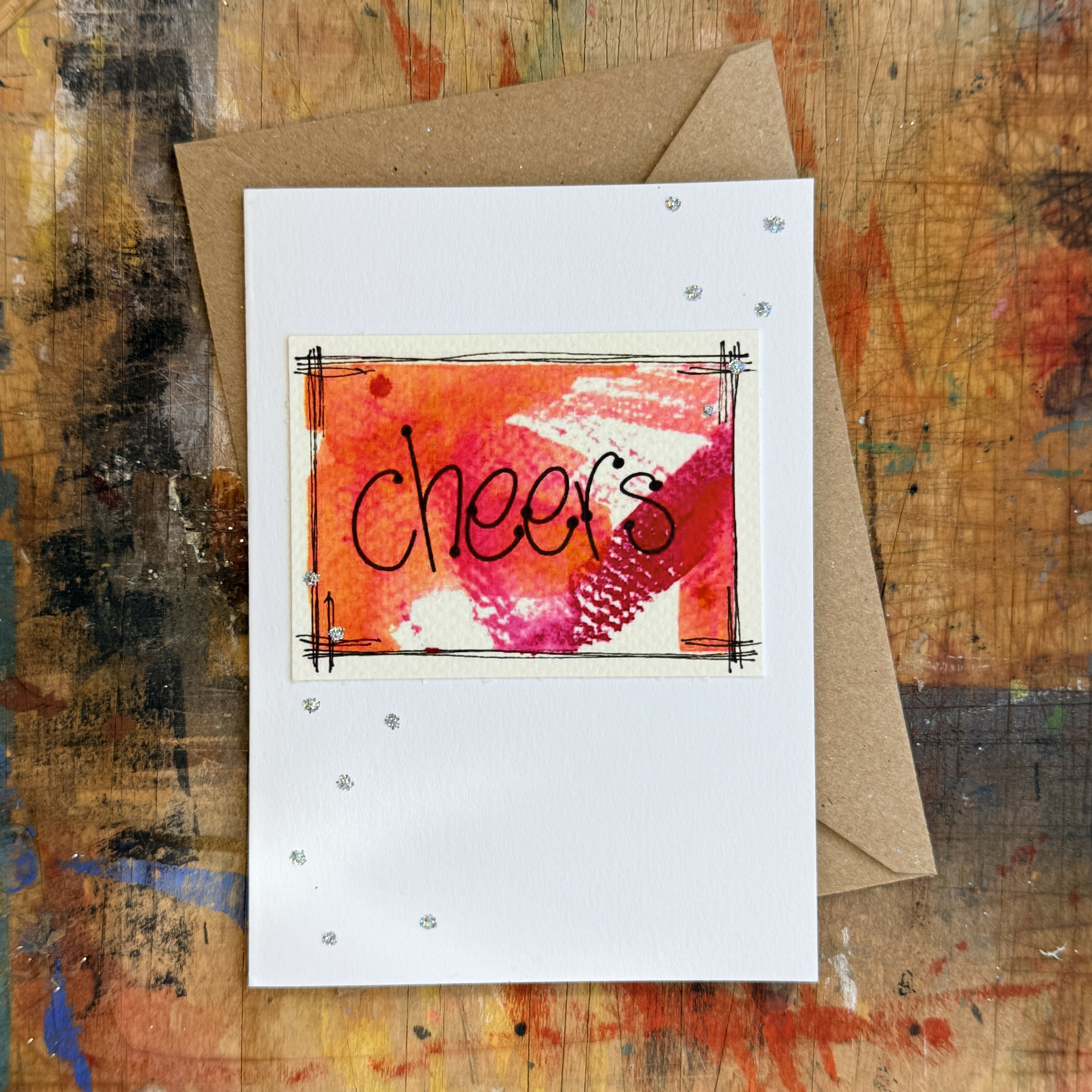 Abstract Cheers Card in Pink
