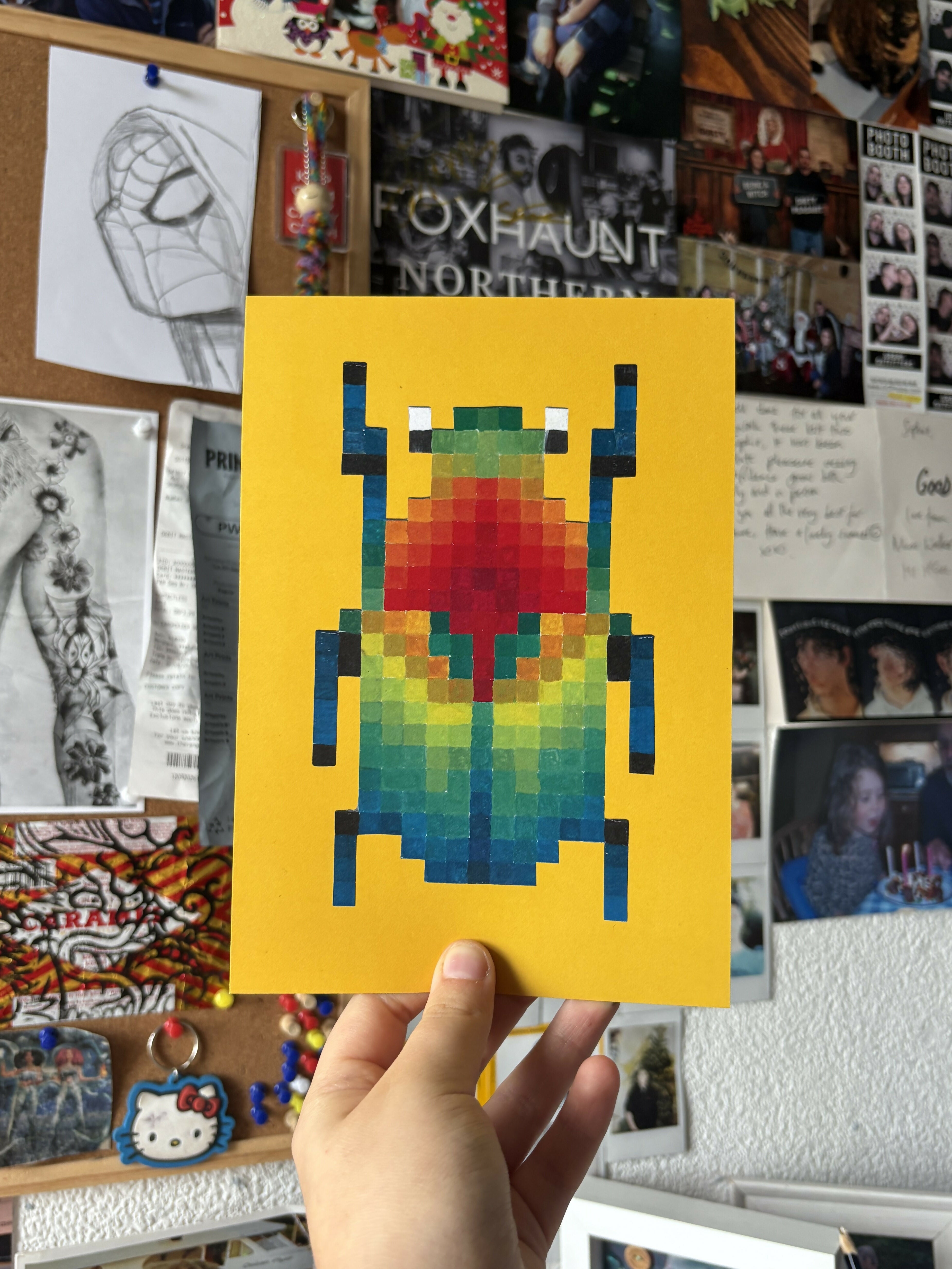 Pixel Leaf Beetle Art Print A5