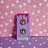 Acrylic Checker Bow Pumpkin Stud Earrings
