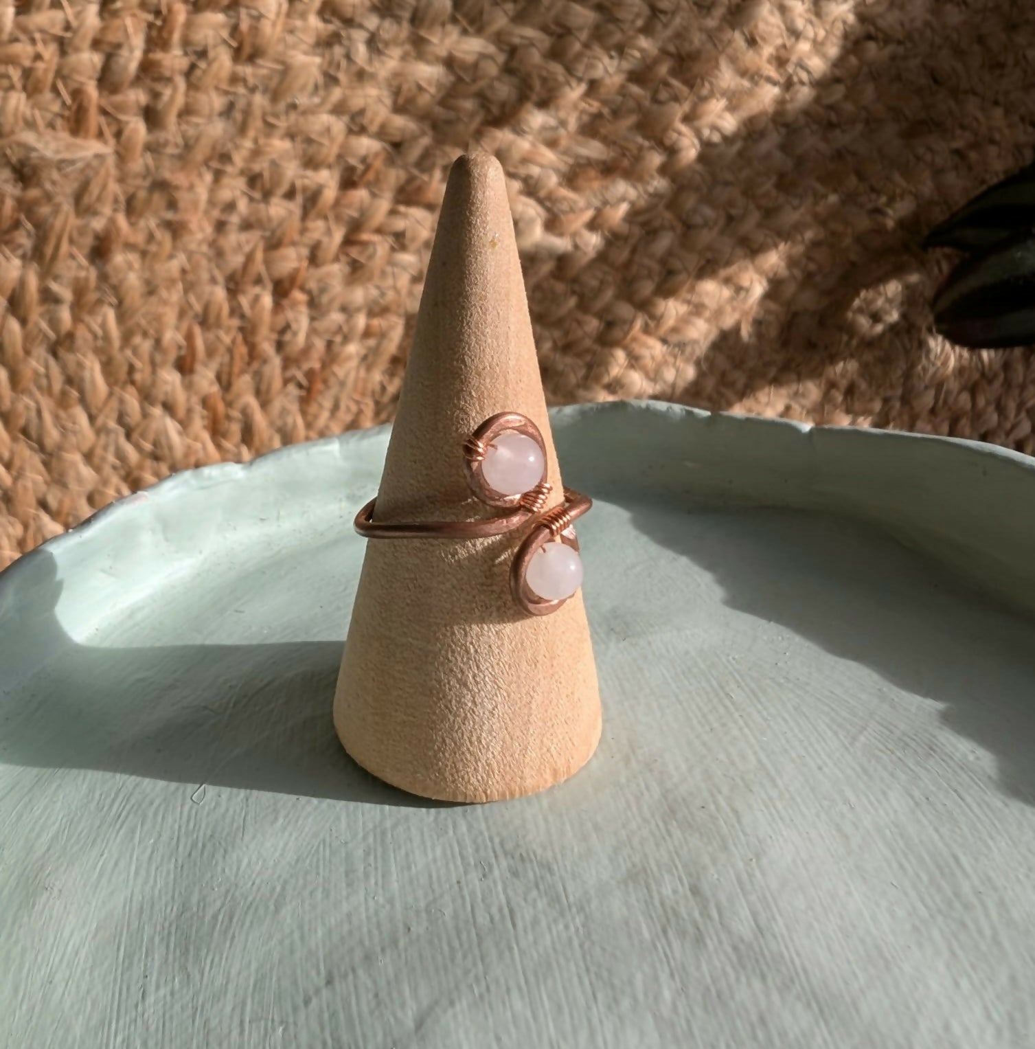 Adjustable Wire Wrapped Copper Rings With Crystals