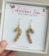 Christmas Candy Cane Forget Me Not Real Flower Earrings Gold Plated