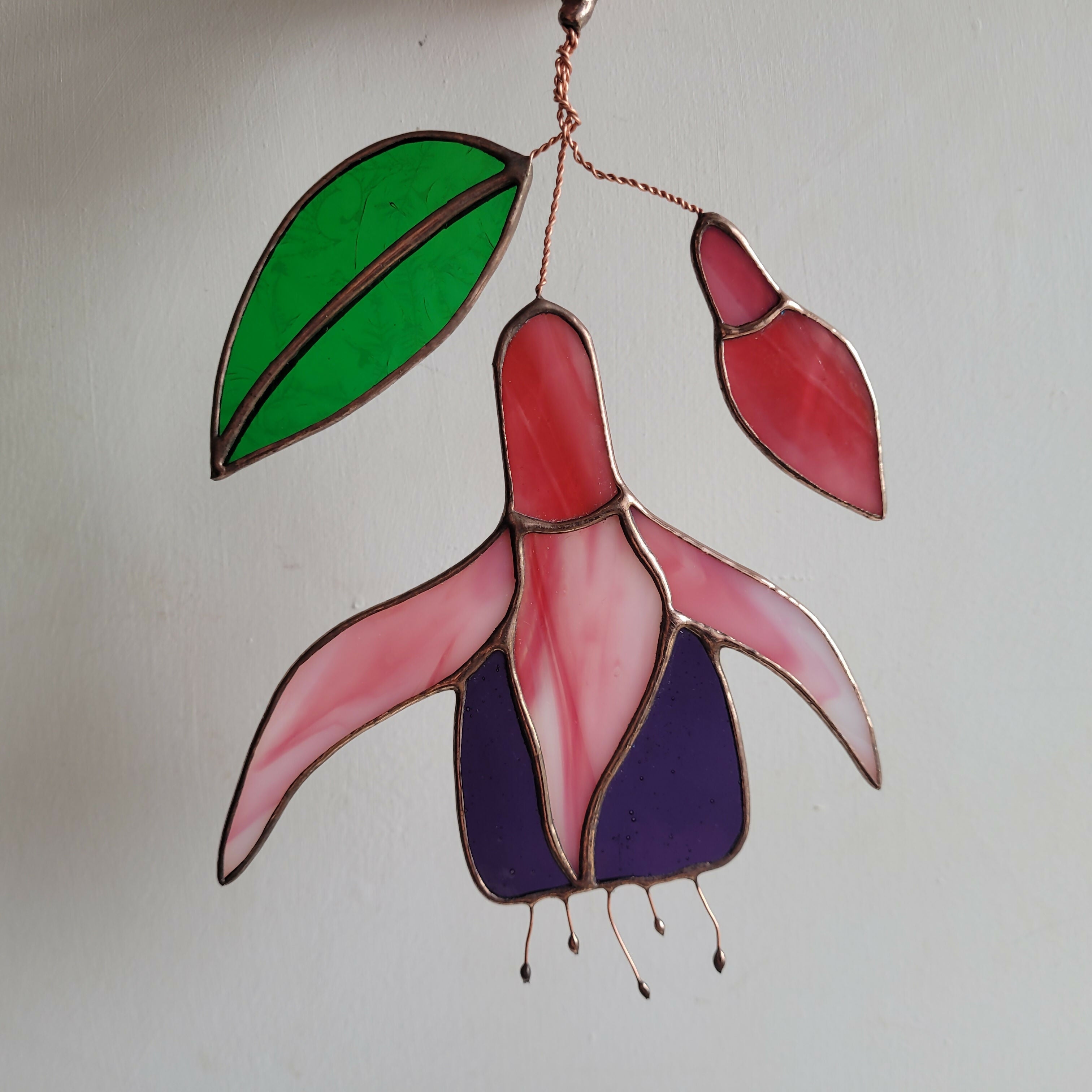 Glass Fuchsia Flower Decoration