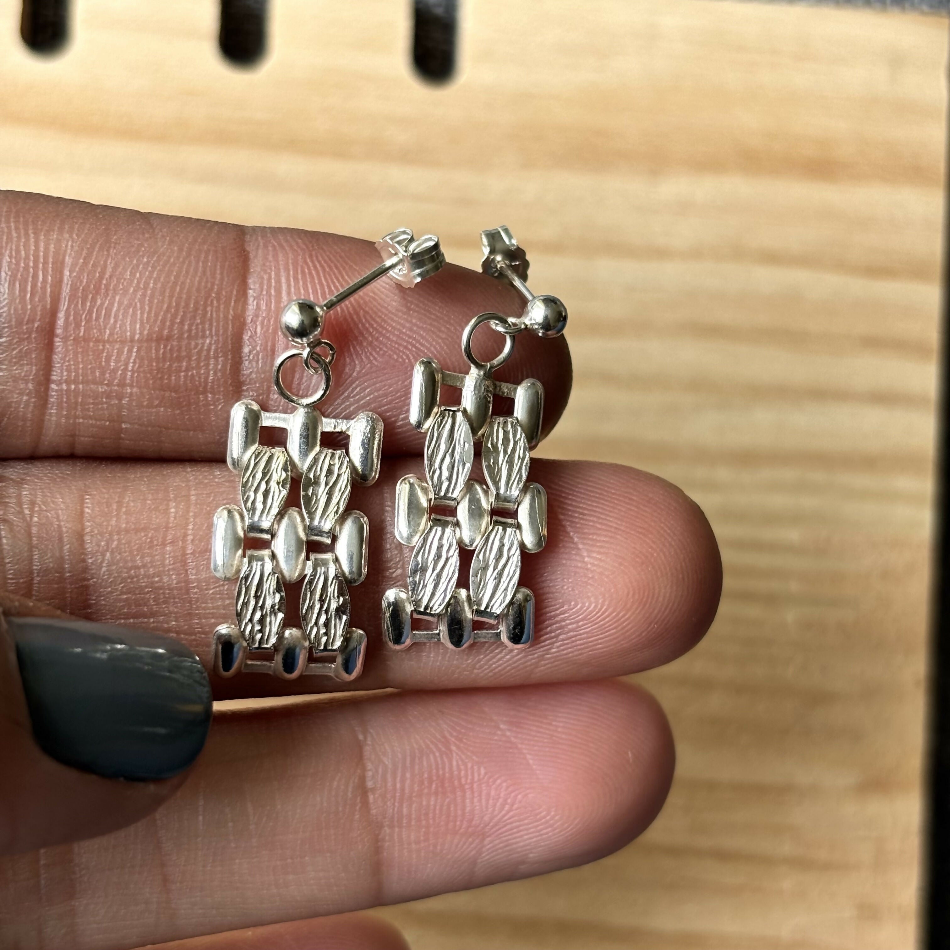 Sterling Silver Woven Texture Stud Earrings