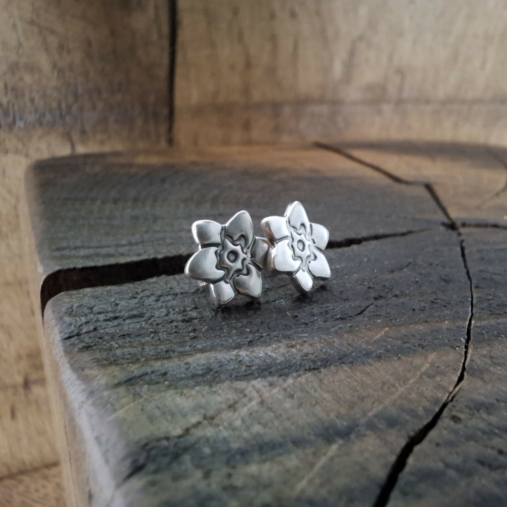 Handmade Silver Flower Studs