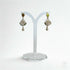 White Rose Drop Earrings with Green Leaf and Crystal Teardrop Detail
