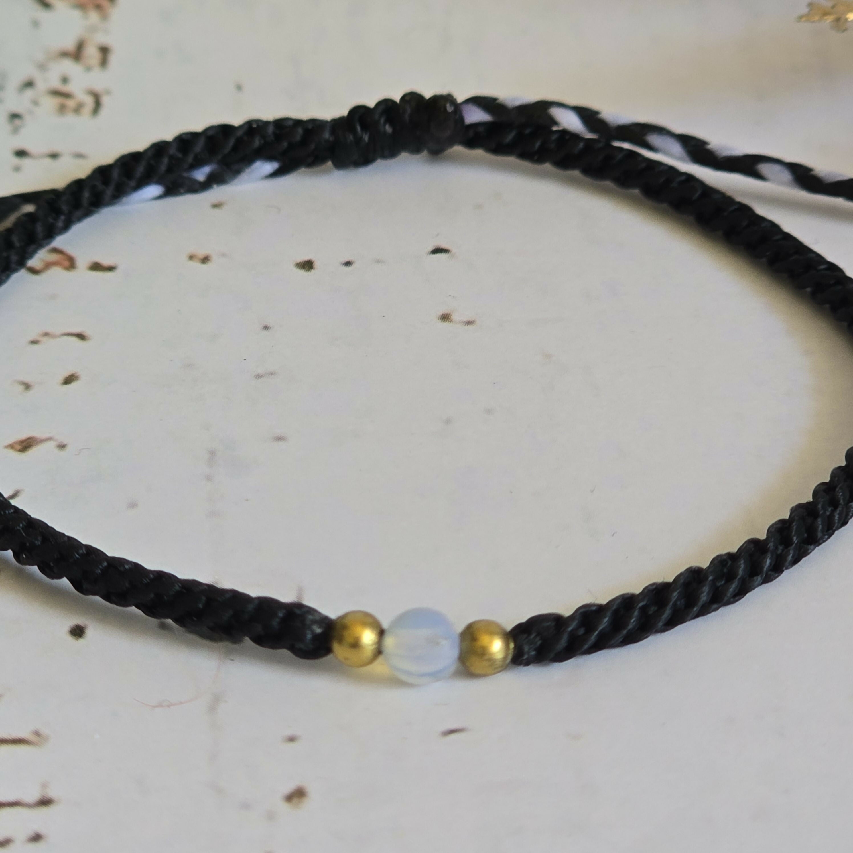 Moonstone Birthstone Bracelet; Single Crystal Macrame Adjustible June Gift Bracelet