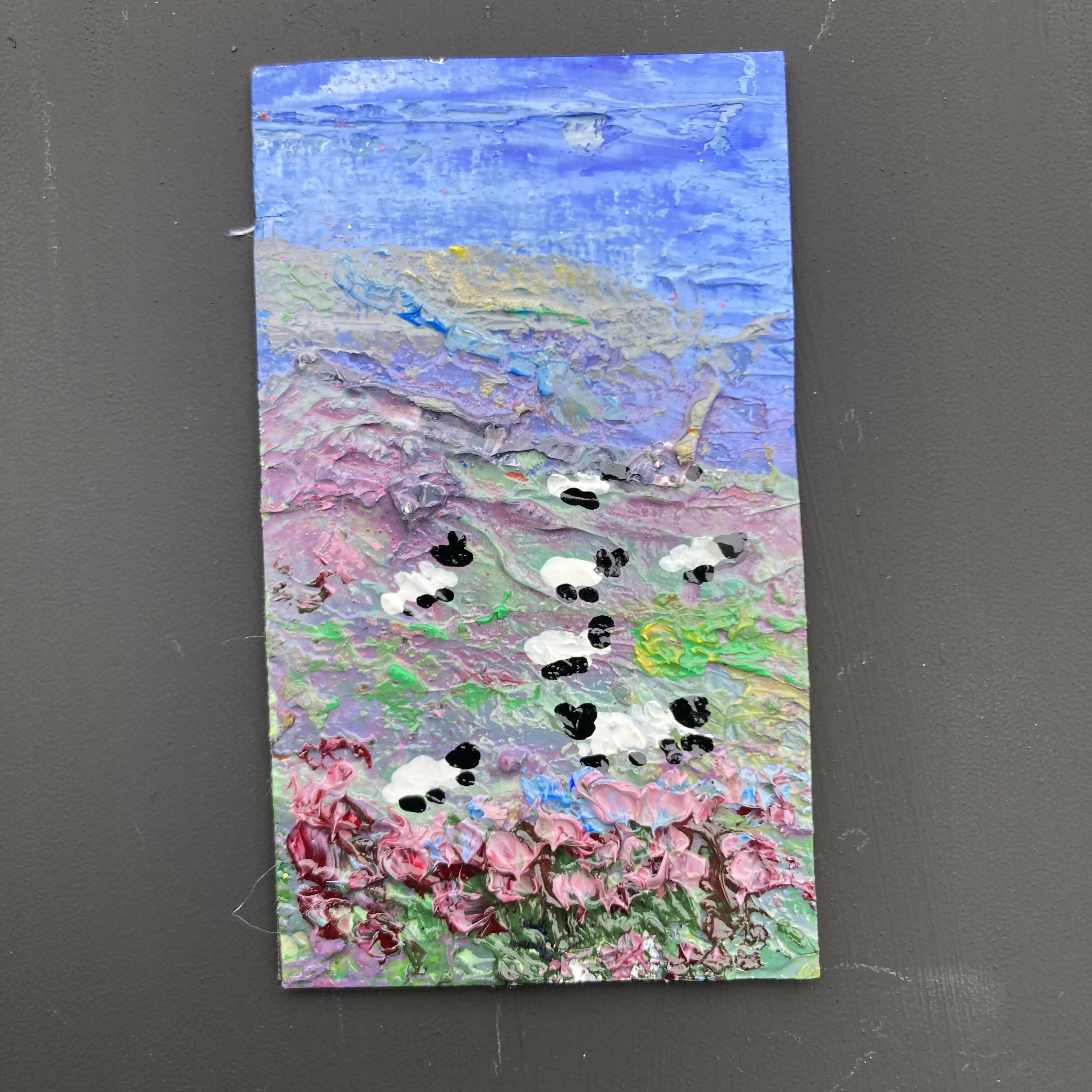 Sheep In Heather Oil Painting Canvas Fridge Magnet