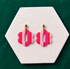 Romy Pink & Red Striped Polymer Clay Flower Earrings