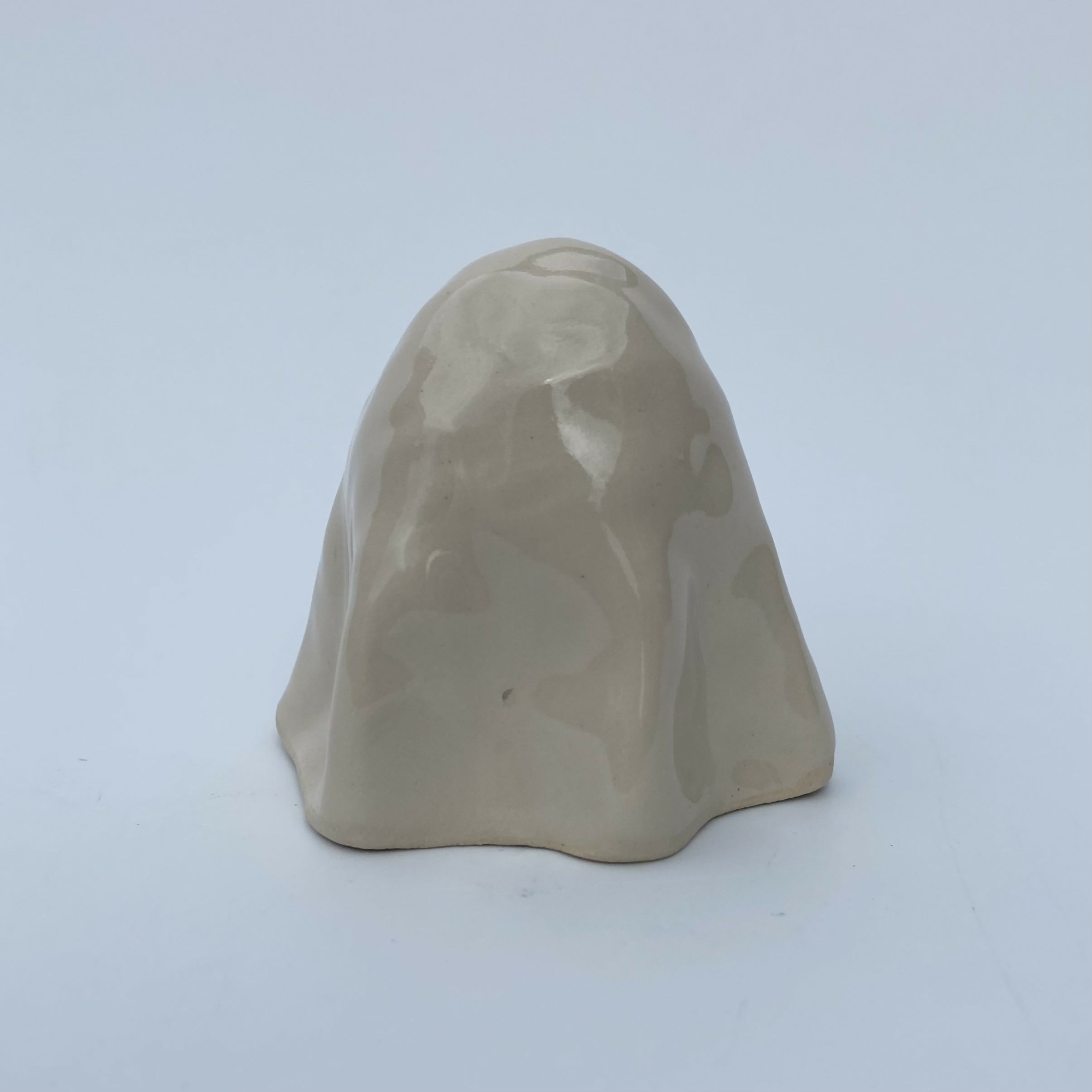 Handmade Ceramic Ghost Ornament Holding A Strawberry