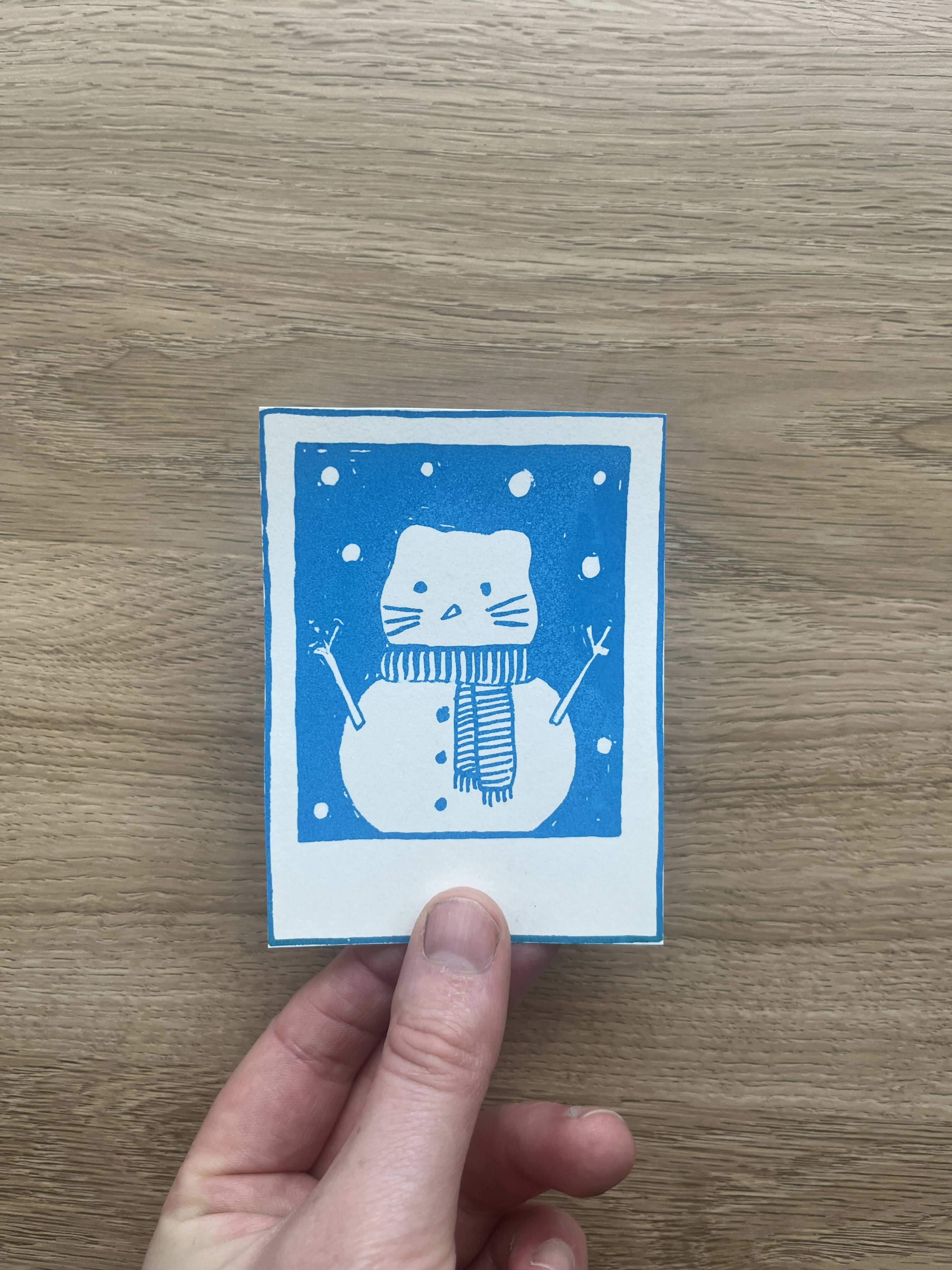 Pet Polaroid Print - Blue Snow Cat