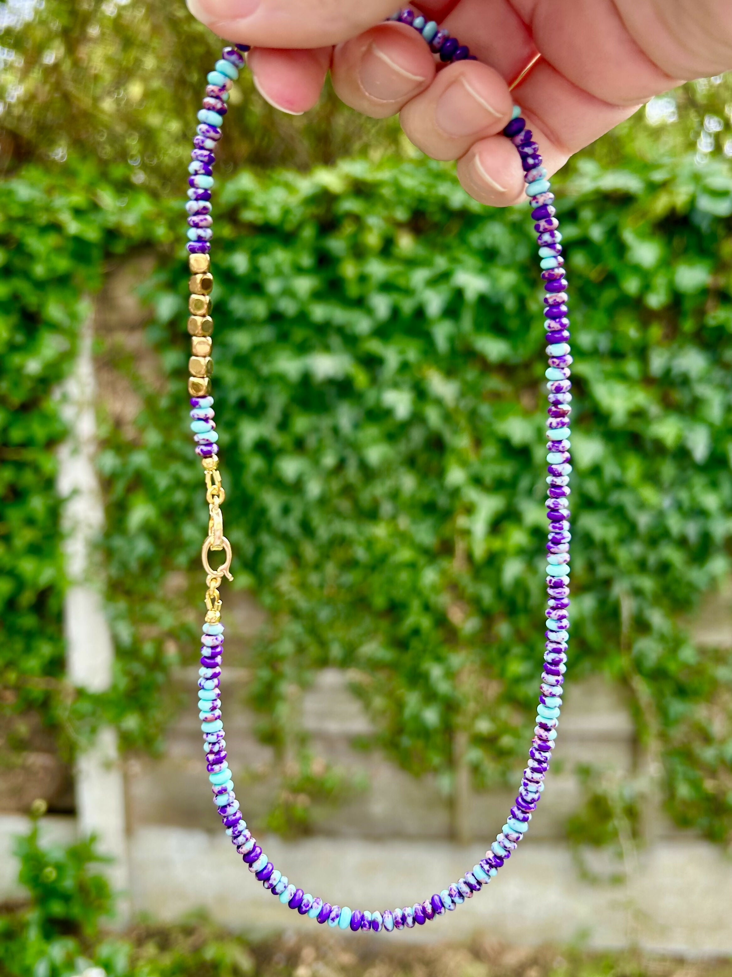 Double clasp rondel bead necklace/charm