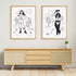 Pin-up Cowgirl - Illustrated Black and White Print