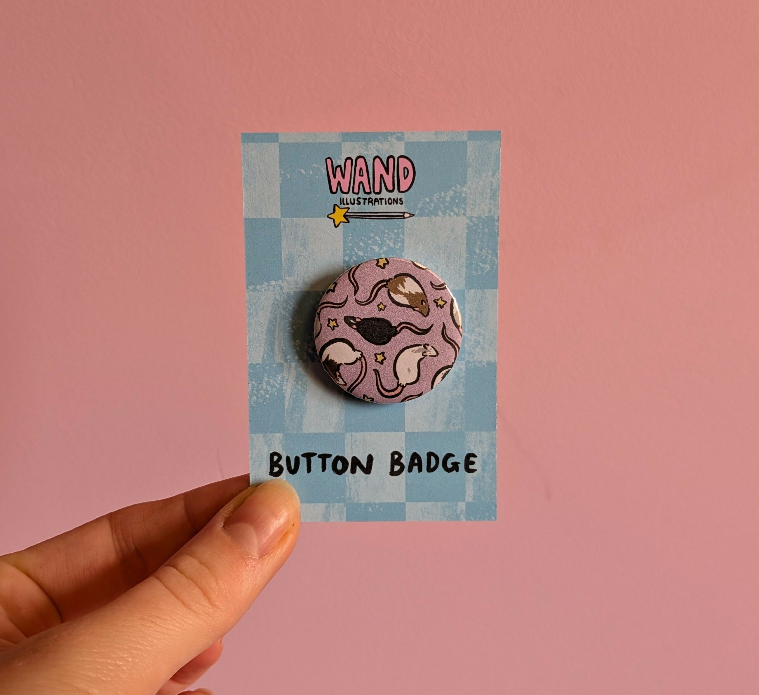 Rat Pattern Button Badge