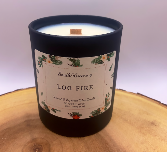 Hand Poured Log Fire Coconut Wax Candle