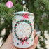 Christmas Wreath Design on White Candle