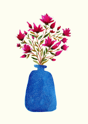 Blue Vase with Magnolia