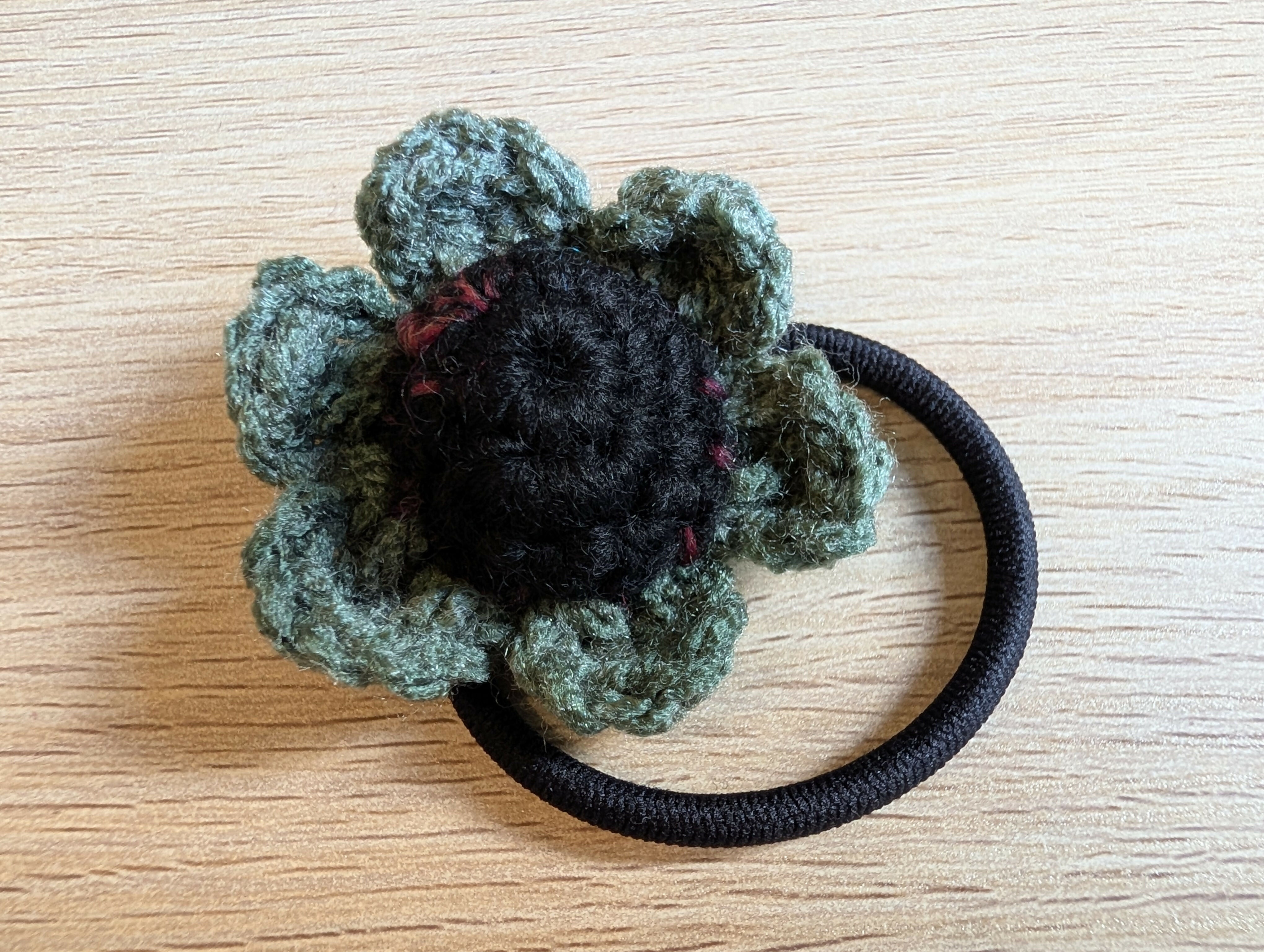 Hair Accessory - Green And Black Flower