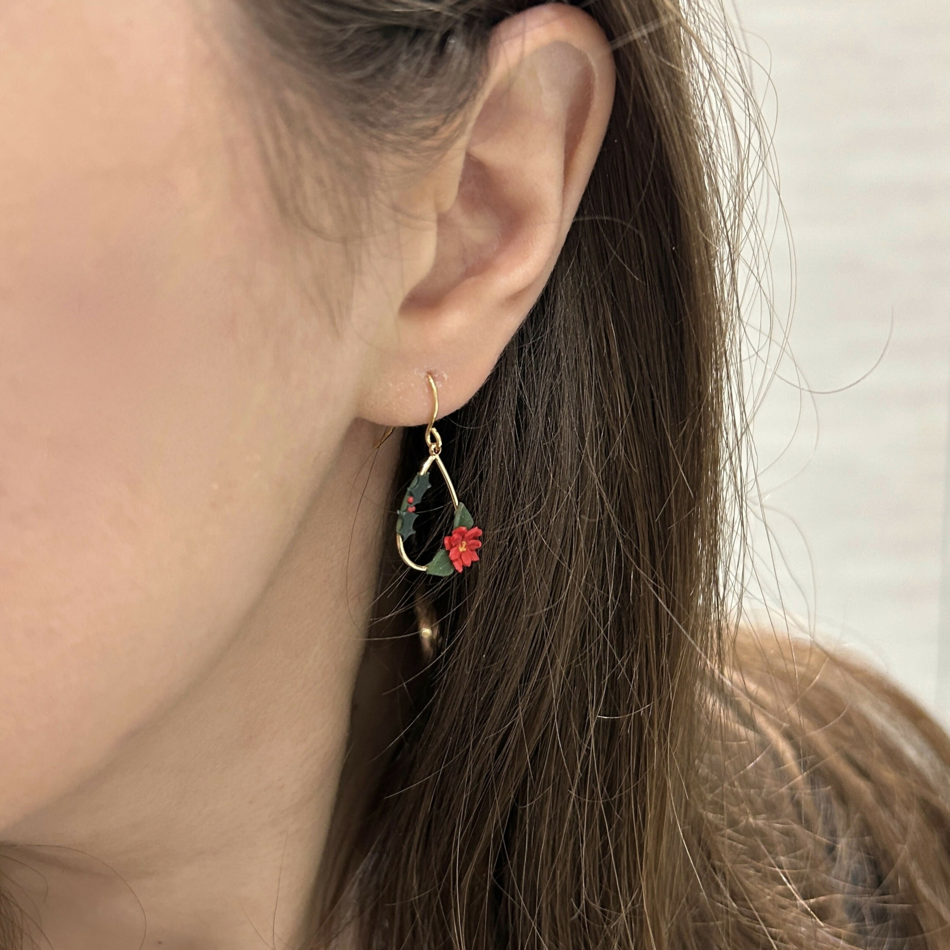 Small Teardrop Christmas Earrings
