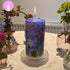 Blue Candle with Floral Design