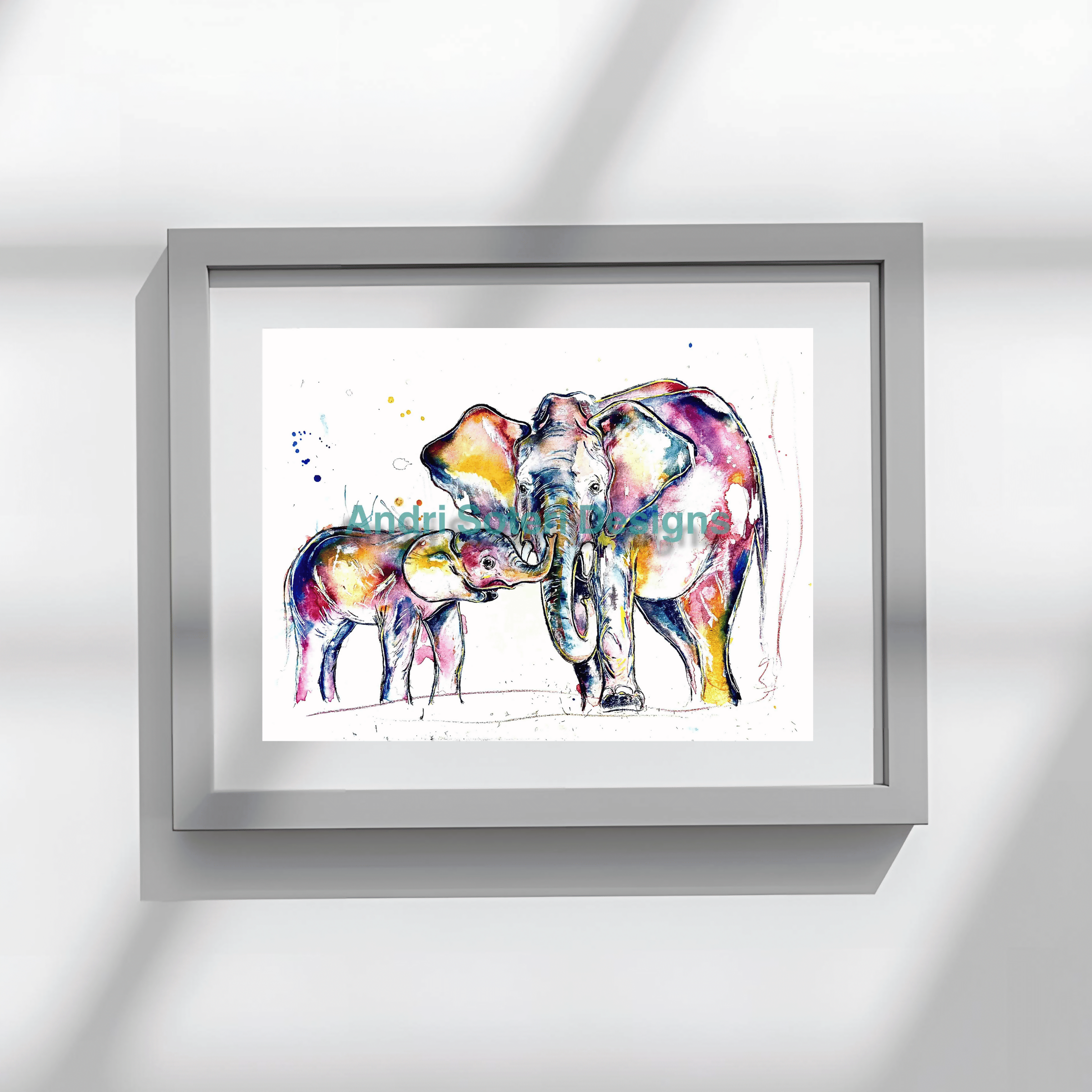 BABY ELEPHANT WITH ADULT PART OF THE 'ANIMAL ART COLLECTION'