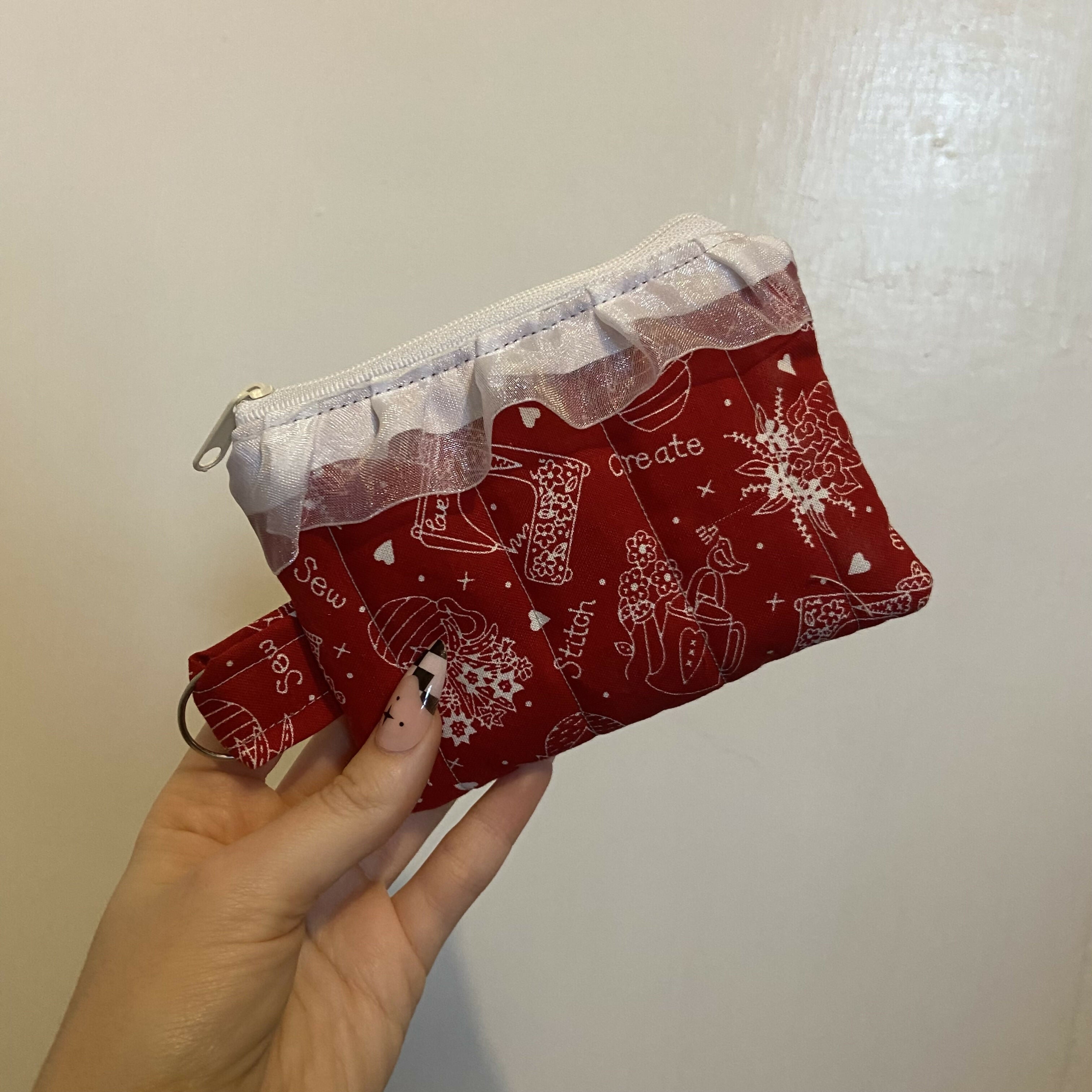 Red Stitch and Sew Mini Zipper Pouch