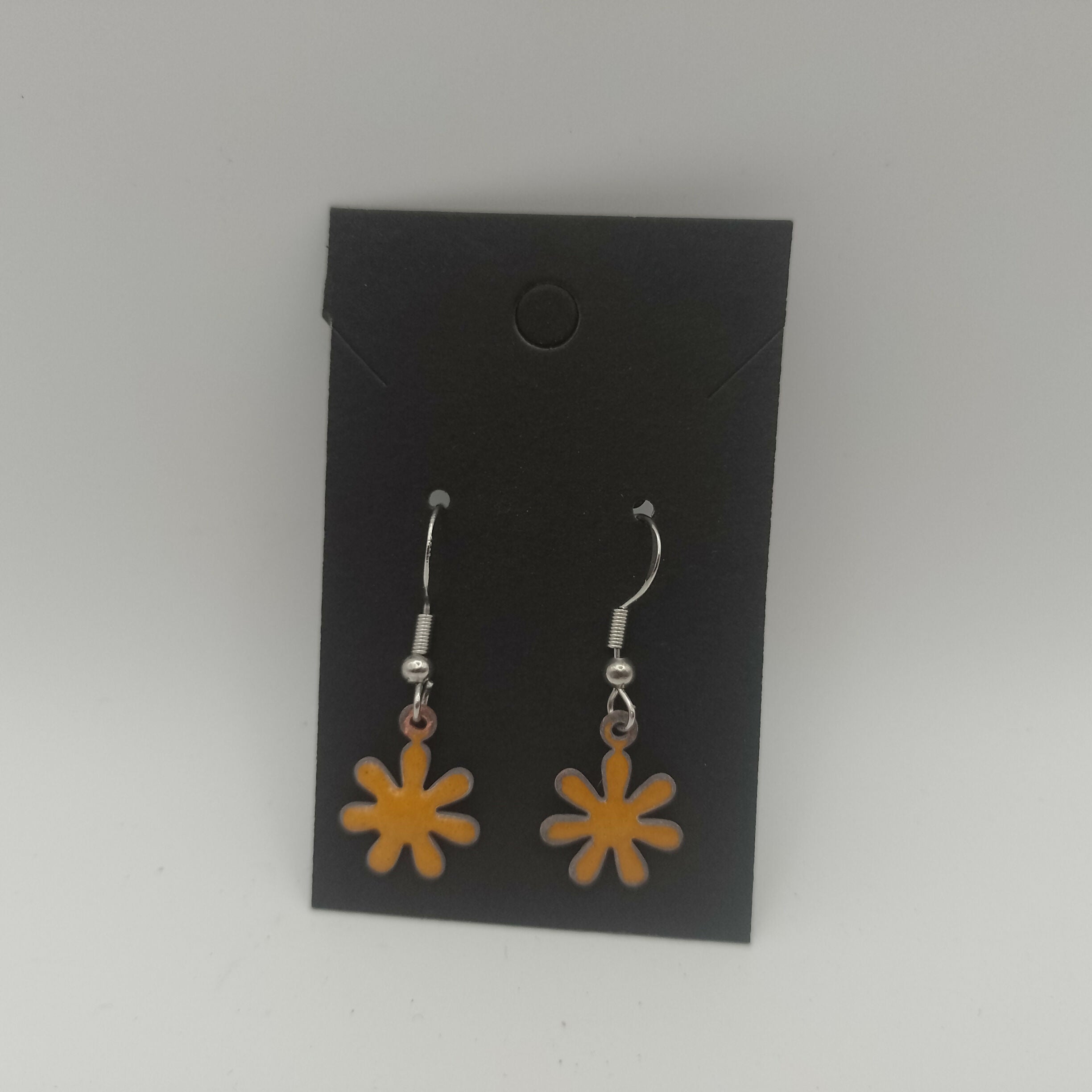 Dark Yellow Enamel Flower Earrings
