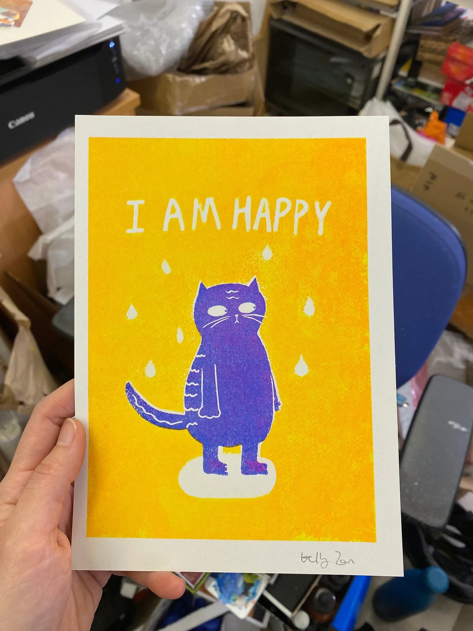 I Am Happy Riso Print