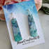 Navy Mint Stud Dangle Silver Earrings, Alcohol Ink Art