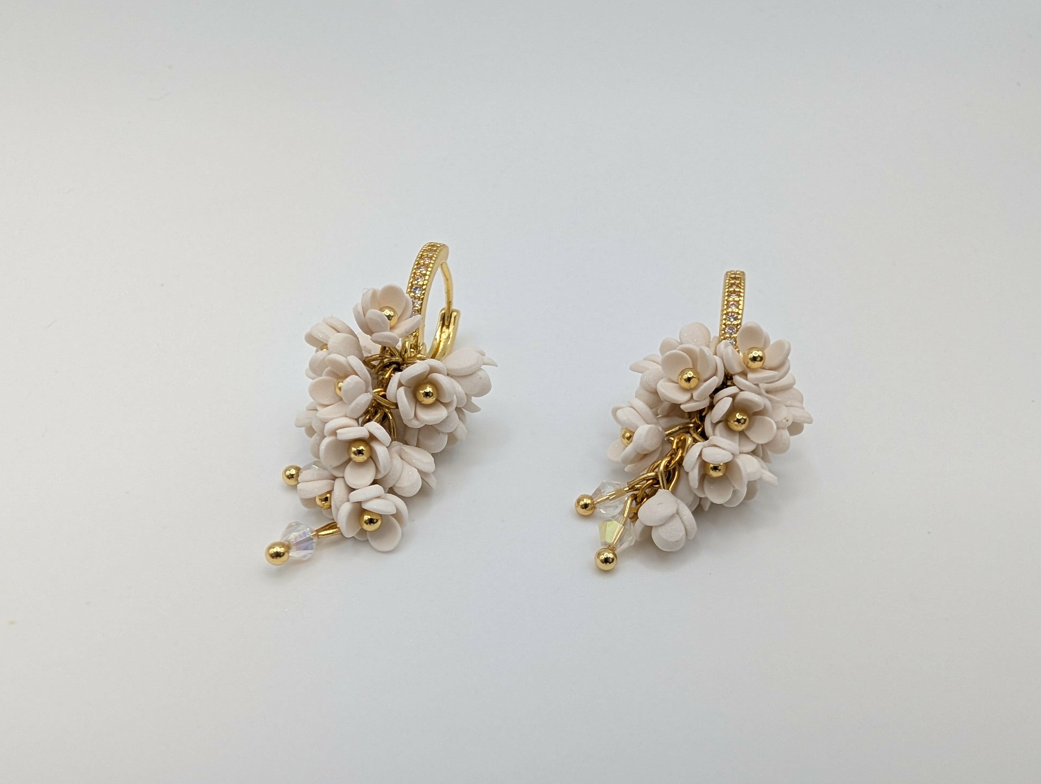 Cascading Flower Drop Earrings with Mini Floral Clusters