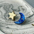 Celestial, Engraved Moon And Star Stud Earrings