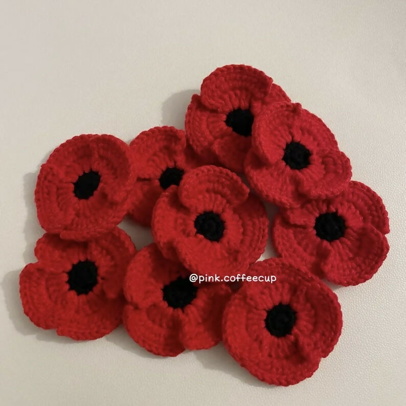 Crochet Poppy Pin