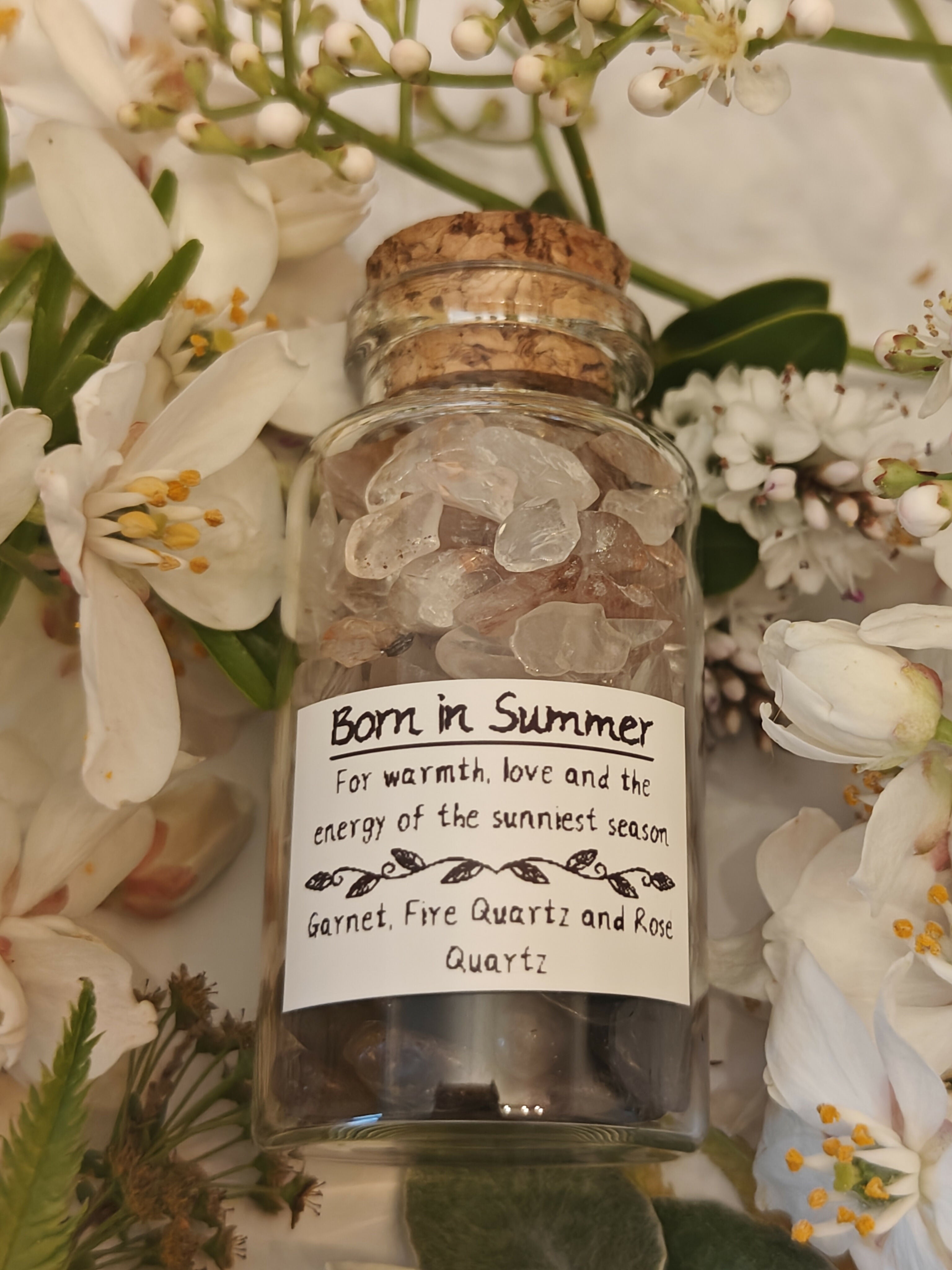 Born in Summer Crystal Intention Jar