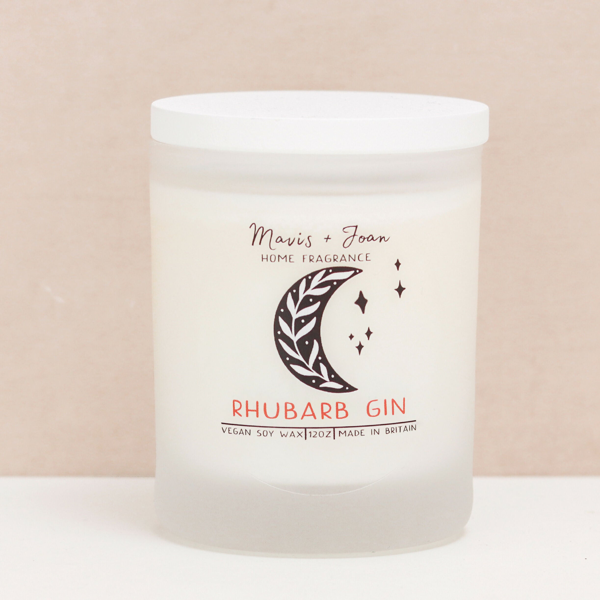 Rhubarb Gin Glass Jar Soy Wax Candle In A Frosted Glass Jar