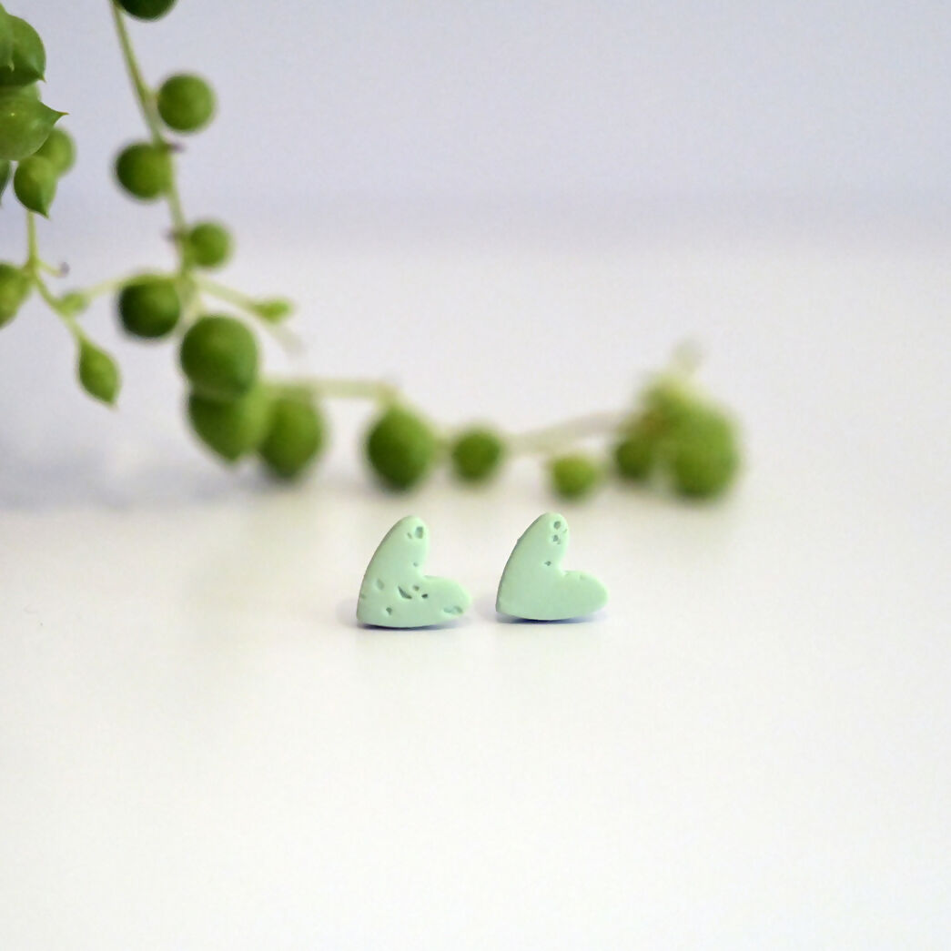 Saltburn Heart Stud Earrings - Handmade Polymer Clay - Polly Plant