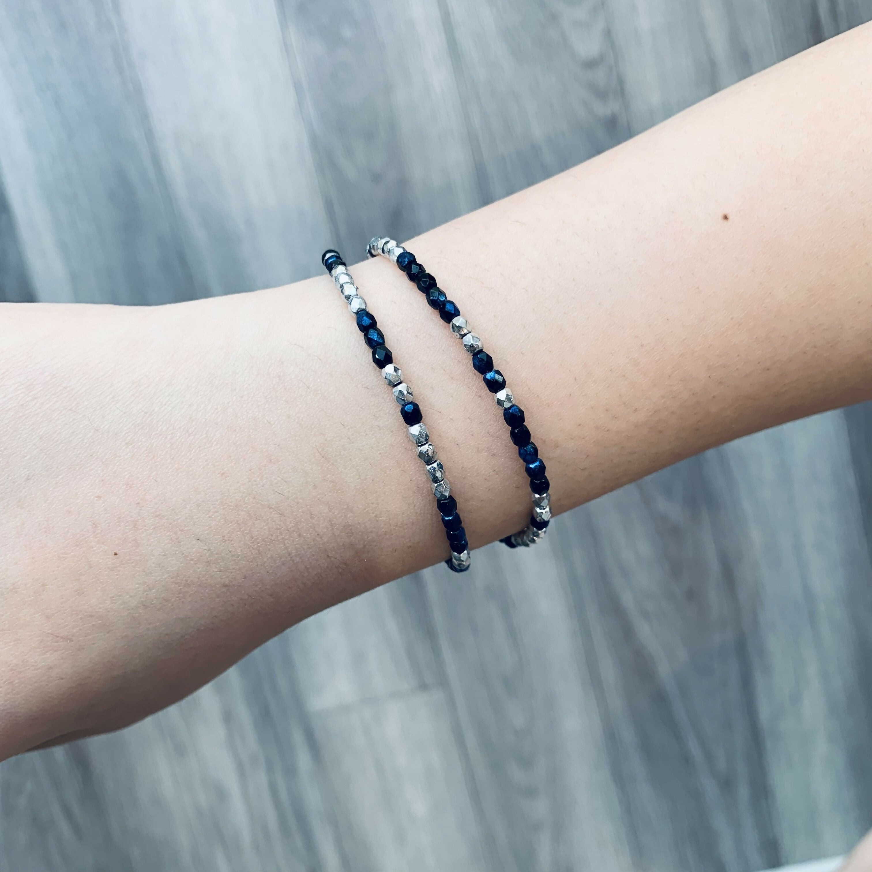 Faceted Czech Glass Bead Wire Double Bracelets